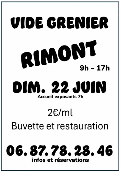 Vide grenier Rimont le dimanche 22 juin