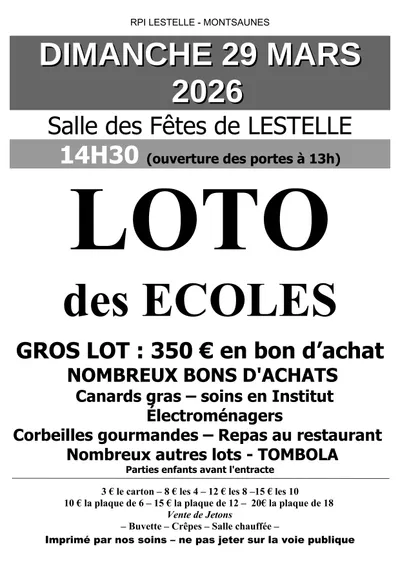 Loto des écoles du RPI Lestelle - Montsaunès