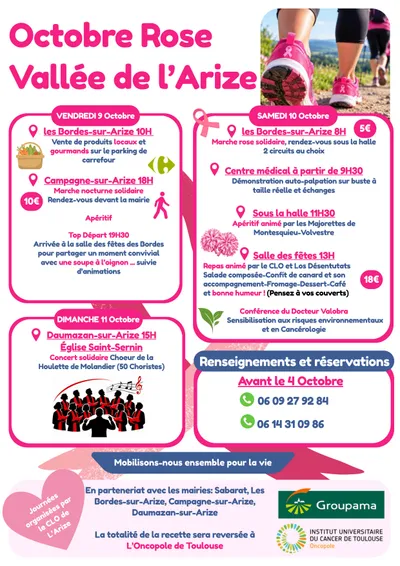 Octobre Rose : trois journées solidaires dans la vallée de l’Arize du 9 au 11 octobre