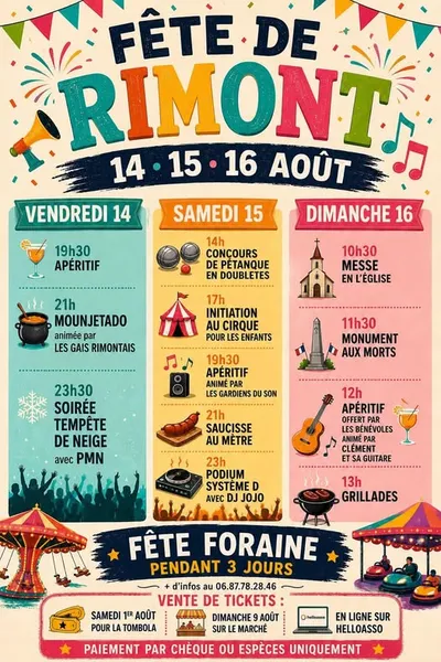 Rimont en fête : trois jours d’animations du 14 au 16 août