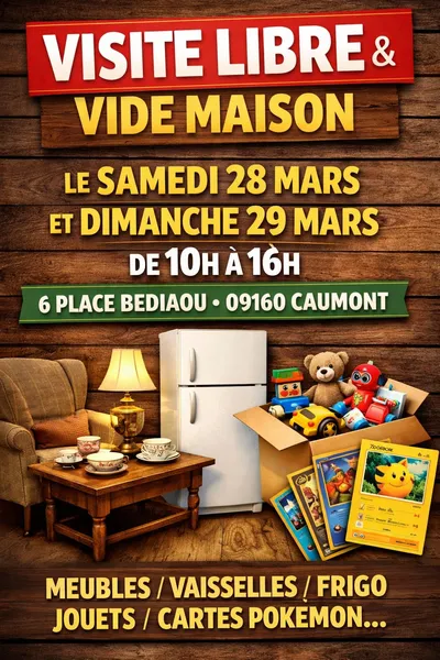 Visite libre et vide-maison à Caumont les 28 et 29 mars