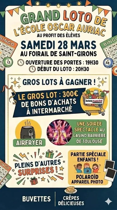 Grand loto de l’école Oscar Auriac : une soirée conviviale au profit des élèves