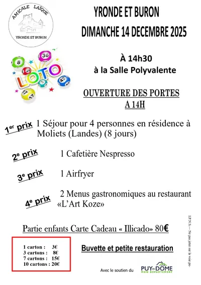 YRONDE ET BURON (63) : LOTO AMICALE LAIQUE 