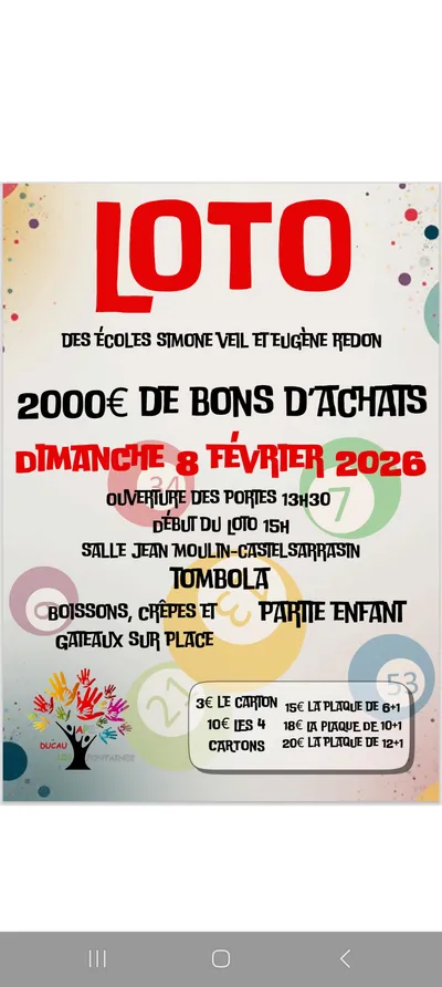 Castelsarrasin (82) : Loto des écoles Simone Veil et Eugène Redon