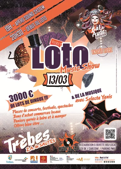 Trèbes (11) : LOTO Music Show +  SELECTA YANIS  