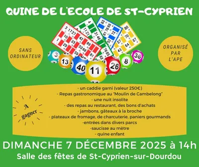 Saint-Cyprien-sur-Dourdou (12) : Quine de l'école de Saint Cyprien sur Dourdou