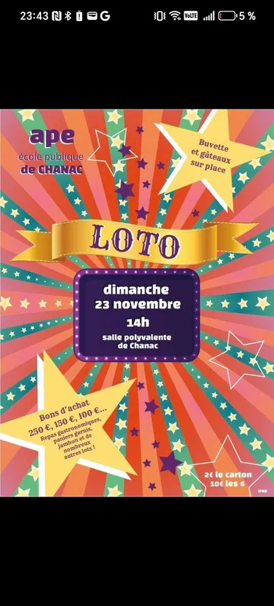 Chanac (48) : Loto école publique Chanac 