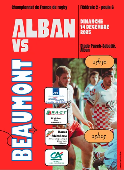 Alban (81) USC ALBAN Rugby reçoit Beaumont de Lomagne en championnat de France F2