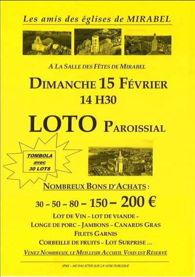 MIRABEL (82) : LOTO DES AMIS DES EGLISES DE MIRABEL