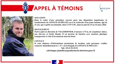 Vivy. Un appel à témoins lancé, après la disparition d'un jeune...