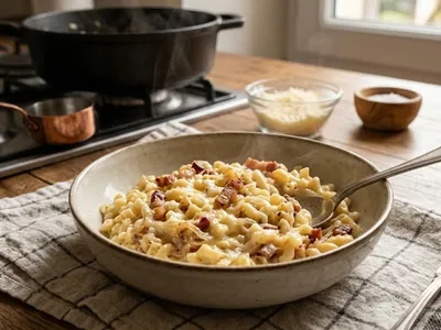 Coquillettes façon risotto carbonara