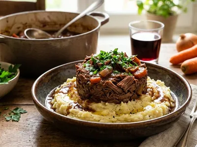EFFILOCHÉ DE BŒUF ET ÉCRASÉ DE POMMES DE TERRE