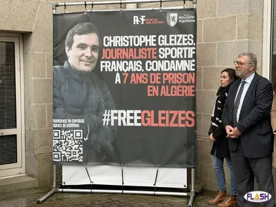 Limoges : une bâche de soutien à Christophe Gleizes