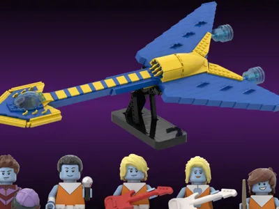 Vous pouvez soutenir ce projet de LEGO du vaisseau-guitare des Daft...