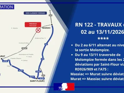 RN122 : circulation perturbée à Molompize en novembre