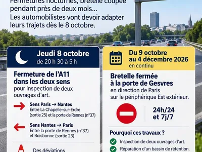 Travaux sur l’A11 et le périphérique nantais : deux mois de...