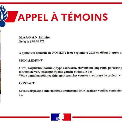 Nomény (54) : qui a vu Émilie Magnan ?