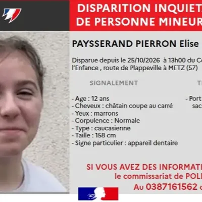 Metz : Elise, 12 ans, est portée disparue 