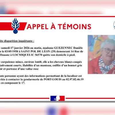 Morbihan : un appel à témoins lancé après une disparition inquiétante
