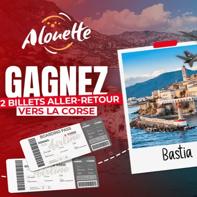 Alouette vous offre votre vol aller-retour pour 2 vers la Corse, au...