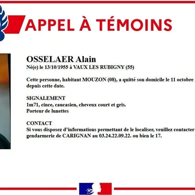 Ardennes - Un homme de 71 ans porté disparu, la gendarmerie lance...