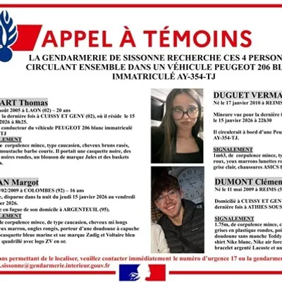 4 jeunes gens de la région portés disparus depuis plusieurs jours