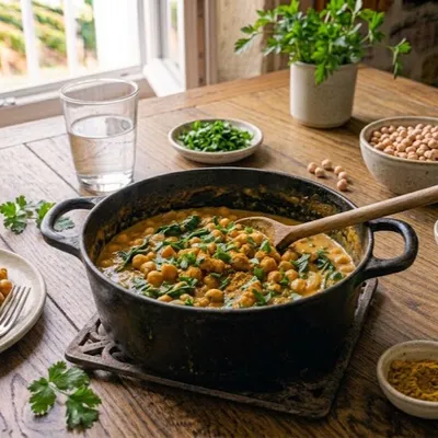 Curry de pois chiches aux épinards et au lait de coco