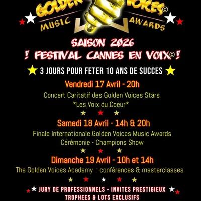 GAGNEZ DES PLACES POUR "THE GOLDEN VOICES MUSIC AWARDS" A CANNES