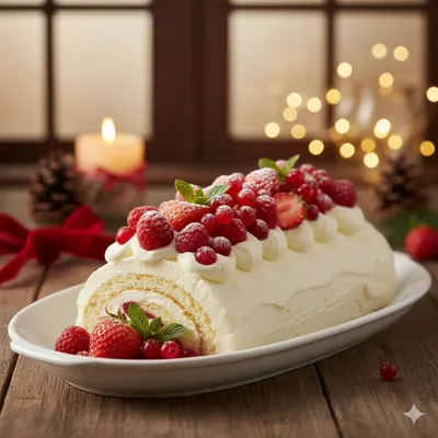Bûche de Noël facile au fruits rouges