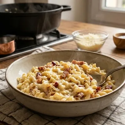 Coquillettes façon risotto carbonara