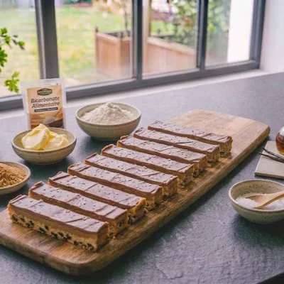 Barres gourmandes en 3 couches : cookies, caramel et chocolat