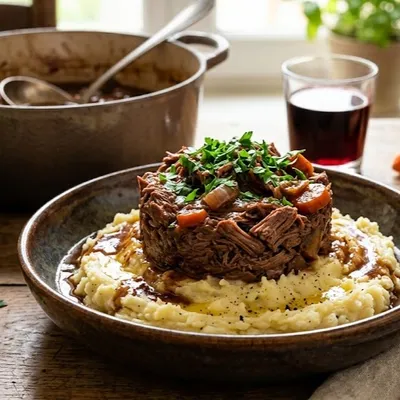 EFFILOCHÉ DE BŒUF ET ÉCRASÉ DE POMMES DE TERRE