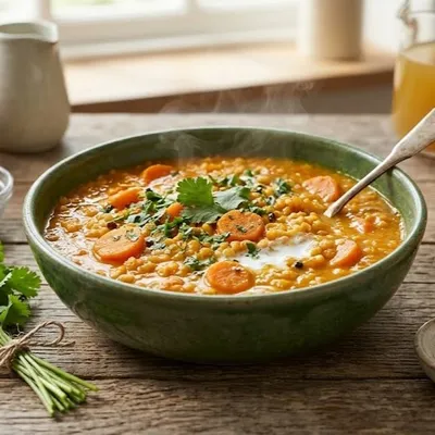 Ragoût de lentilles corail aux carottes et curry