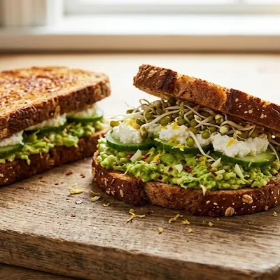 Sandwich à l'avocat et à la ricotta