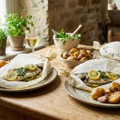 Truite en papillote aux herbes et au citron