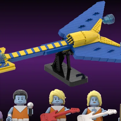 Vous pouvez soutenir ce projet de LEGO du vaisseau-guitare des Daft...