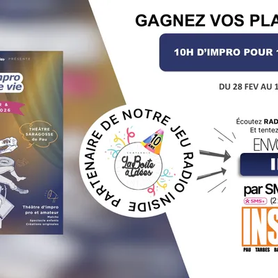 Gagnez vos places pour 10h d'impro pour 10h de vie ce week-end au...