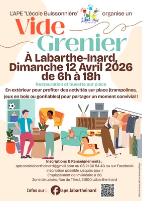 Vide grenier organisé par l'APE "L'école Buissonnière" de...