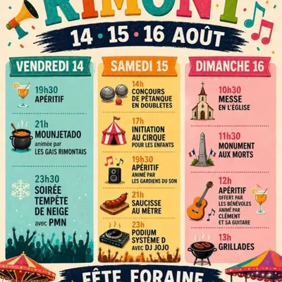 Rimont en fête : trois jours d’animations du 14 au 16 août