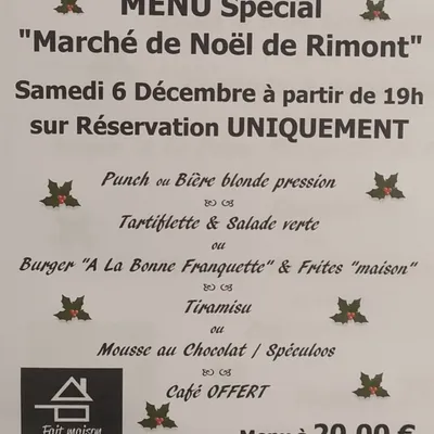Un menu festif pour le Marché de Noël de Rimont