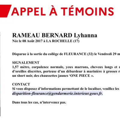 Disparition de Lyhanna dans le Gers : un homme de 41 ans en garde à...