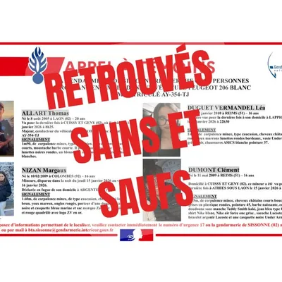 Les 4 jeunes disparus dans l'Aisne retrouvés sains et saufs