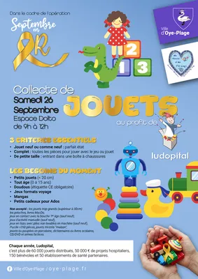 Collecte de Jouets au profit de "Ludopital" - Opération Septembre...