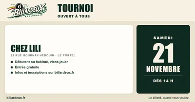 Tournoi de billard ouvert à tous Chez Lili