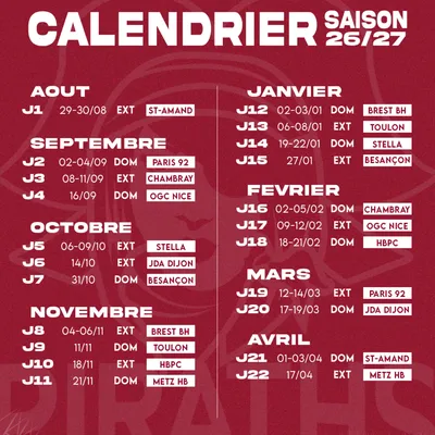  Le calendrier 2026-2027 dévoilé pour les Piraths de Strasbourg 