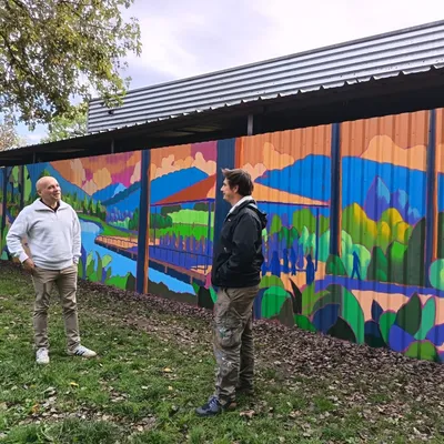 Aurillac : une fresque géante redonne des couleurs aux berges de la...