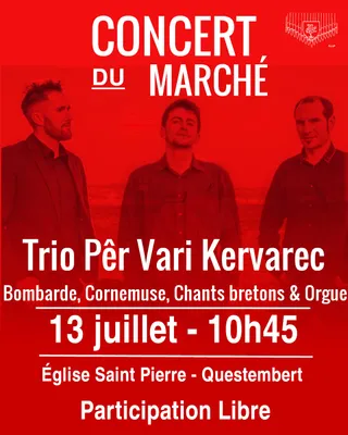 Trio Pêr Vari Kervarec en concert du marché à Questembert