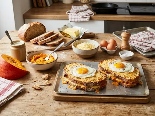 Croque-madame au potimarron et comté