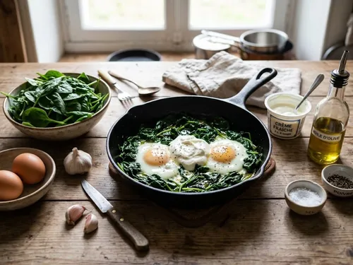 Recette simplissime d'œufs aux épinards