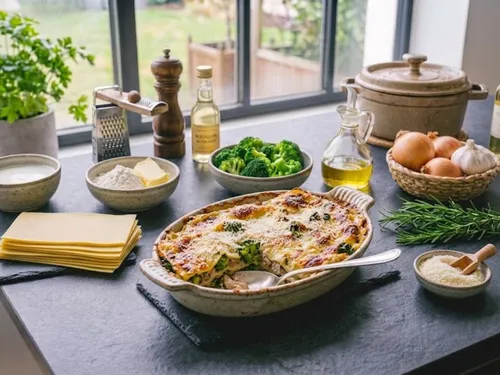 Lasagnes aux brocolis et lapin
